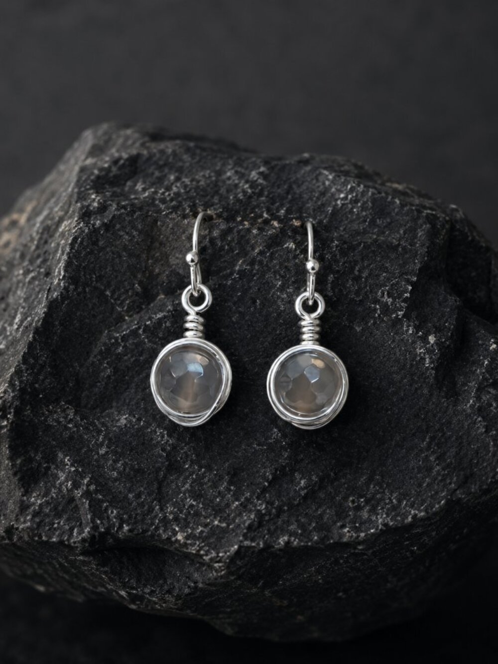 2 for $12 -Beautiful silver wire wrap bead dangle earrings!